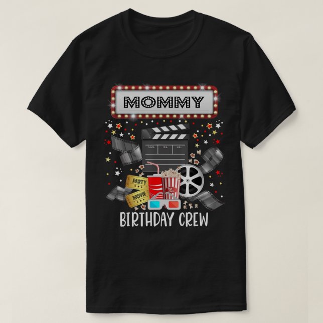 Movie Night Birthday Party Pajama Slumber Popcorn  T-Shirt (Design Front)