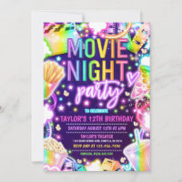 Movie Night Birthday Party Pastel Rainbow Movie