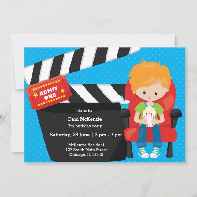 Movie night * choose background colour invitation (Front)