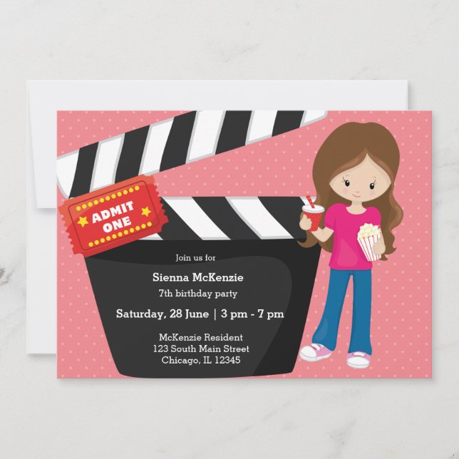 Movie night * choose background colour invitation (Front)