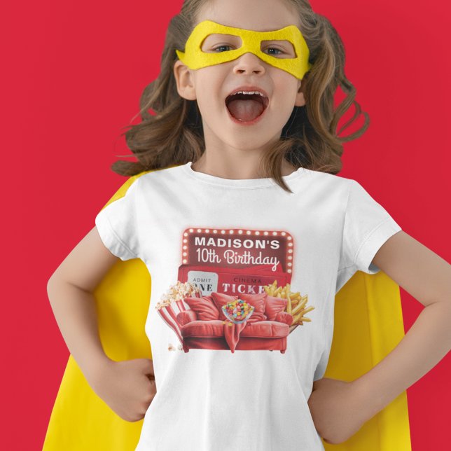 Movie Night Cinema Birthday Red Sofa Personalised T-Shirt (Creator Uploaded)