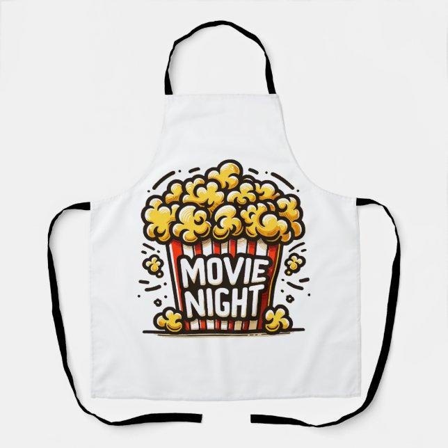 Movie Night Delight Playful Popcorn Apron (Front)
