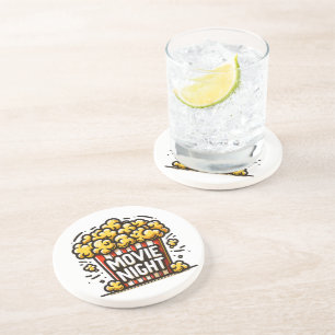 Movie Night Delight Playful Popcorn Coaster