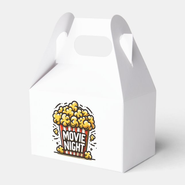 Movie Night Delight Playful Popcorn Favour Box (Front Side)