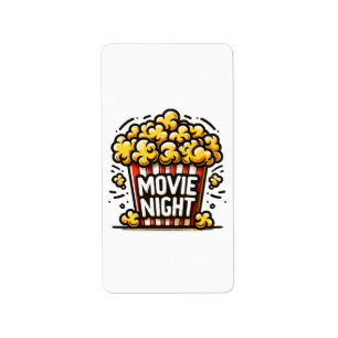 Movie Night Delight Playful Popcorn Label