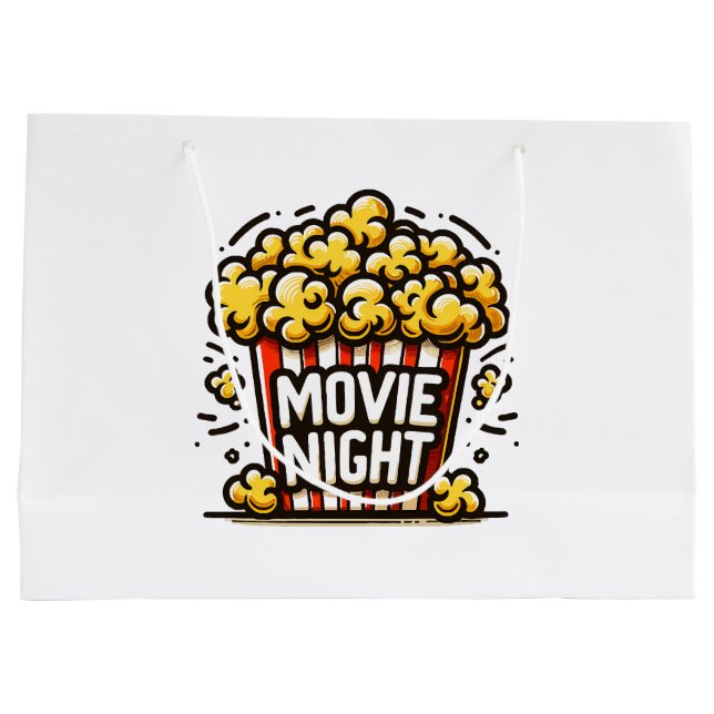 Movie Night Delight Playful Popcorn Large Gift Bag (Back)