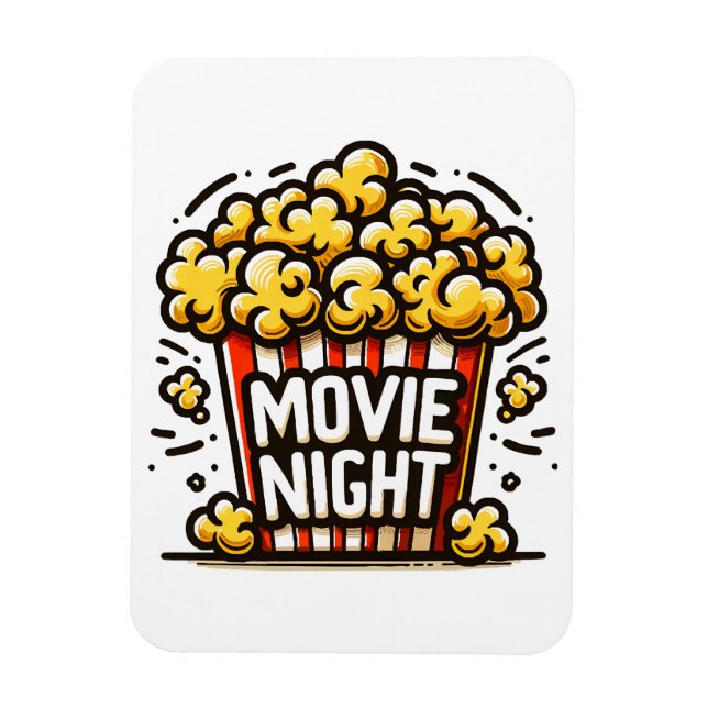 Movie Night Delight Playful Popcorn Magnet (Vertical)