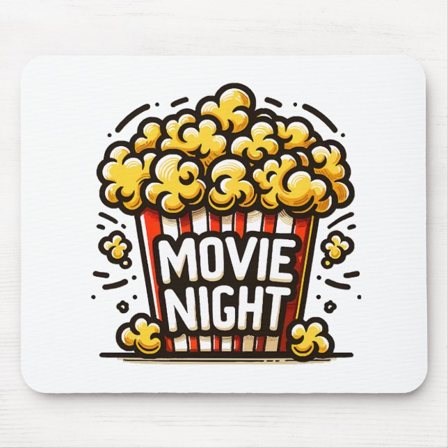 Movie Night Delight Playful Popcorn Mouse Pad (Front)