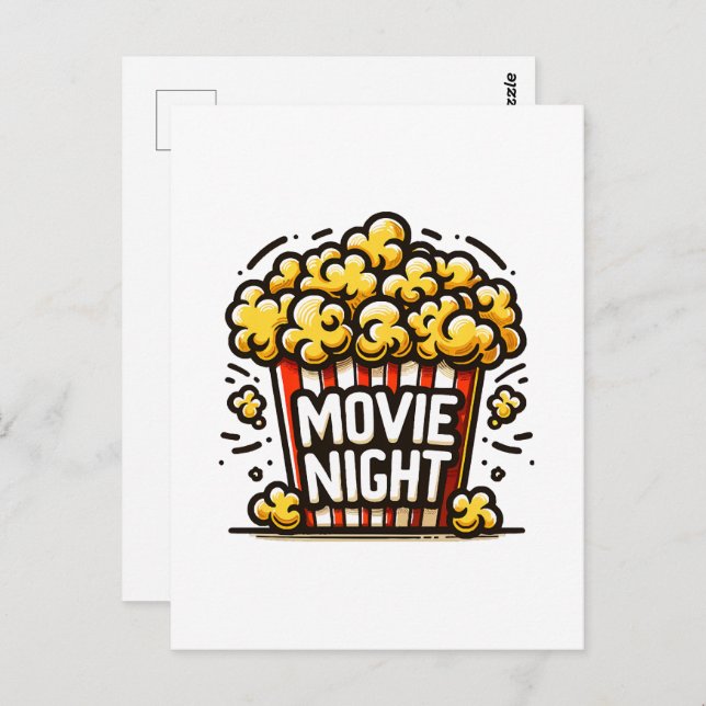 Movie Night Delight Playful Popcorn Postcard (Front/Back)