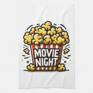 Movie Night Delight Playful Popcorn Tea Towel
