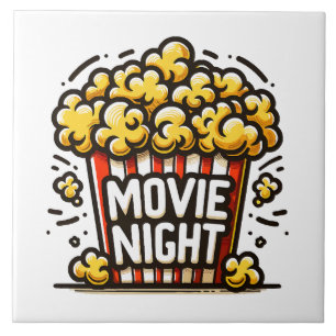 Movie Night Delight Playful Popcorn Tile