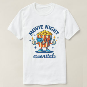 Movie Night Essentials Fun Popcorn Cartoon T-Shirt