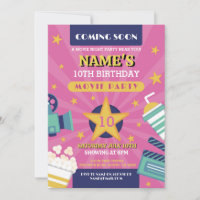 Movie Night Film Cinema Birthday Party Girls Pink