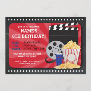 Movie Night Film Cinema Birthday Party Invitation