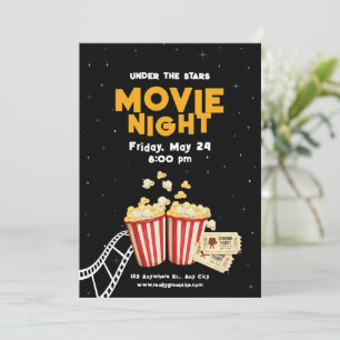 Movie Night Flyer, Movie Night Birthday Party  Invitation