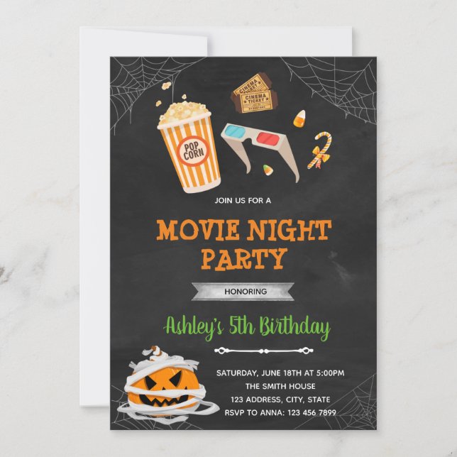 Movie night halloween invitation (Front)