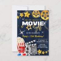 Movie night invitation, Movie birthday party