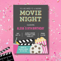 MOVIE NIGHT INVITATION, PINK MOVIE NIGHT