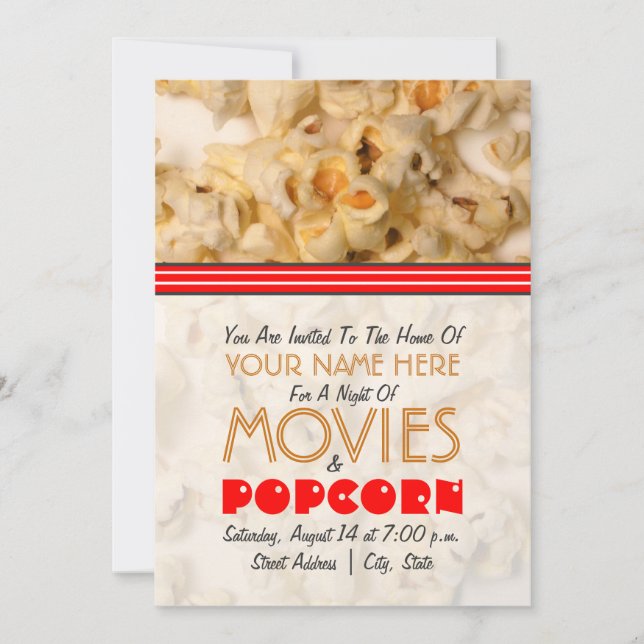 Movie Night Invitation - Popcorn (Front)
