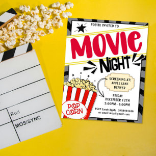 Movie Night Invite Editable Film Theme Party Flyer