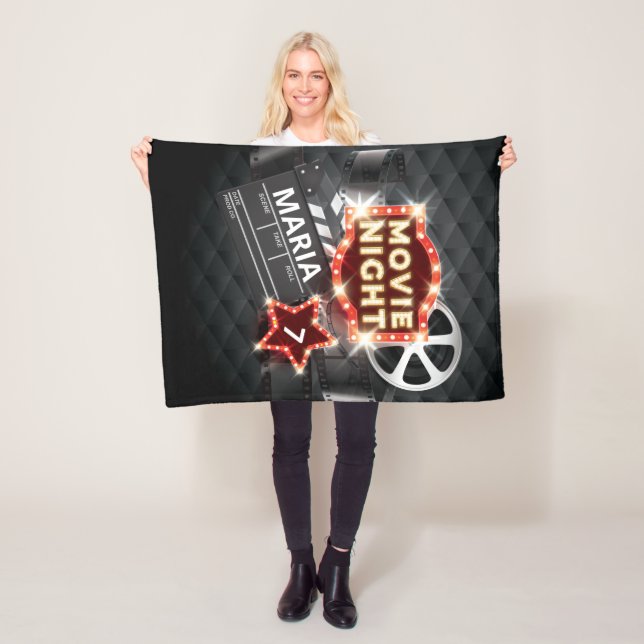 Movie Night Luxury Personalised Fleece Blanket (In Situ)