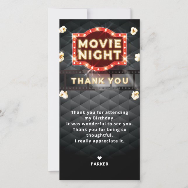 Movie Night Luxury Thank You Card (Front)