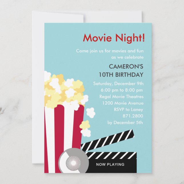 Movie Night Party Invitation (Front)