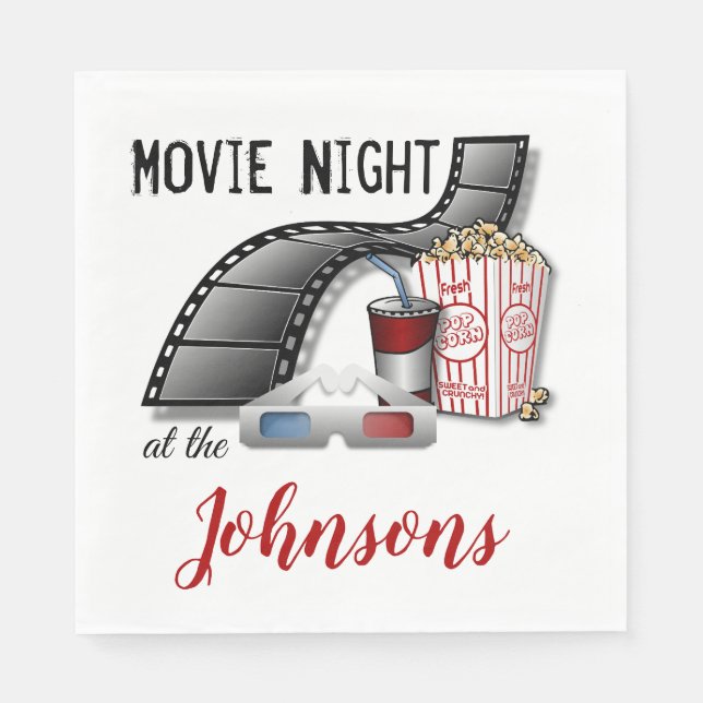 Movie Night Personalised Paper Napkins Custom (Front)