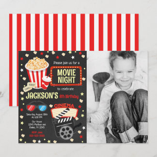 Movie Night Photo Birthday Invitation Movie Party