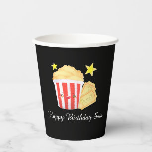 Movie Night Popcorn And Tickets Paper Cups