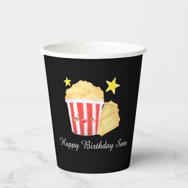 Movie Night Popcorn And Tickets Paper Cups (Front)