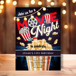 Movie Night Popcorn Kids Birthday Invitation<br><div class="desc">Customisable Movie Night Kids birthday invitation featuring a box of popcorn on a starry night background.</div>