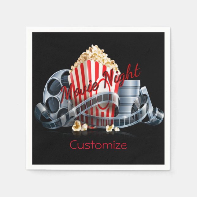 Movie Night Popcorn Napkins (Front)