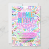 Movie Night Slumber Party Pastel Rainbow Birthday 