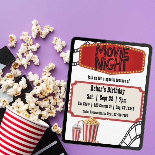 Movie Night Special Feature Birthday Invitation (Creator Uploaded)