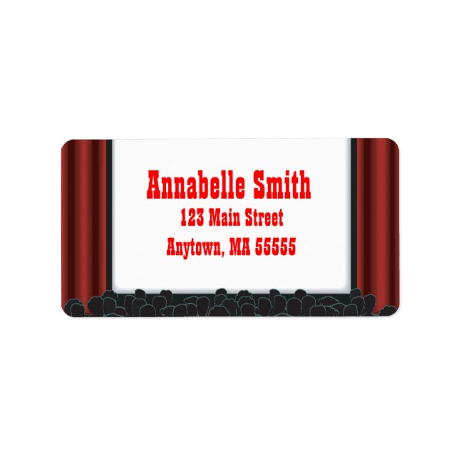 Movie Night Theatre Birthday Party Address Labels (Front)