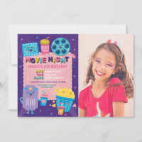 Movie Night Ticket Purple Cinema Birthday Photo