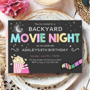 Movie Night Under the Stars Birthday Invitation