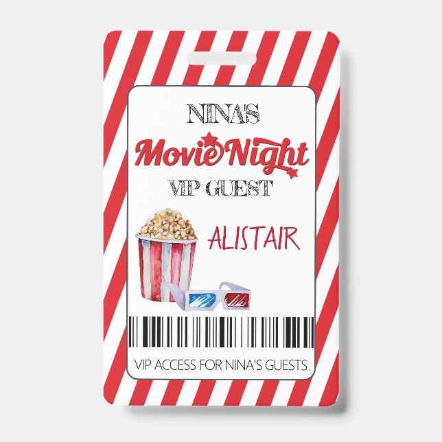 Movie Night VIP Guest Lanyard, Cinema Lanyard, Bad ID Badge (Front)