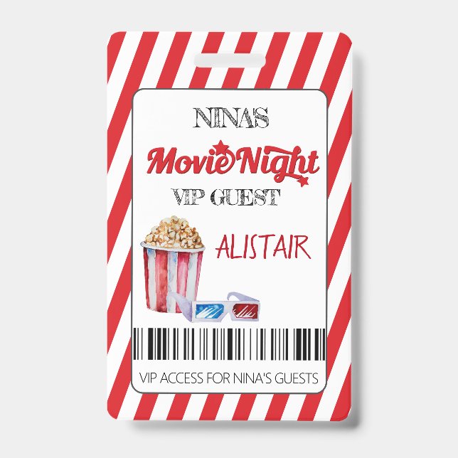 Movie Night VIP Guest Lanyard, Cinema Lanyard, ID Badge (Front)
