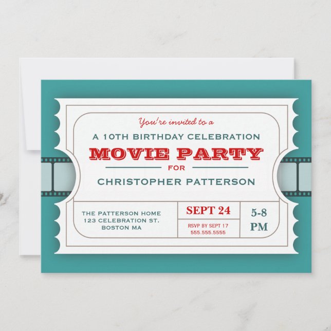 Movie Party Birthday Party Admission Ticket Invitation (Front)