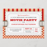 Movie Party Birthday Party Admission Ticket | Red