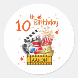 Movie Party Cinema Theatre Birthday Matching Classic Round Sticker