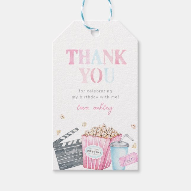 Movie Party Thank You Tags (Front)