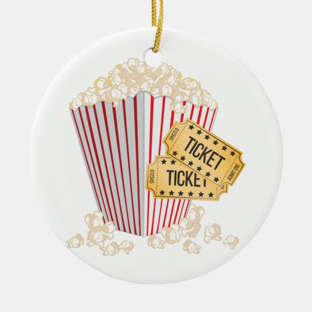 Movie Popcorn Ceramic Tree Decoration (Front)