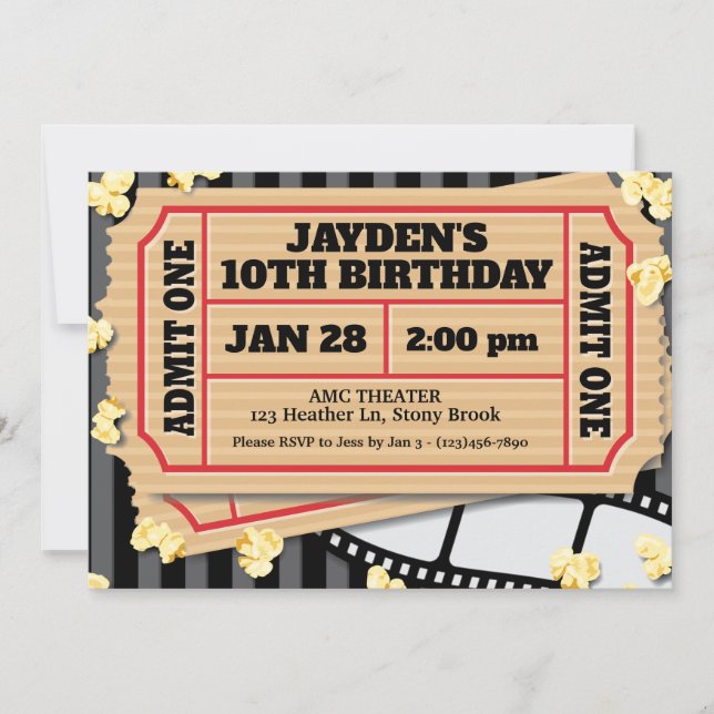 Movie Popcorn Invitation (Front)