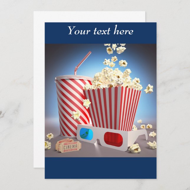 Movie popcorn invitations (Front/Back)