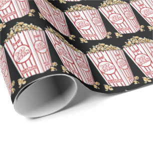 Movie popcorn pattern wrapping paper themed