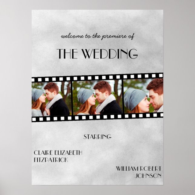 Movie Poster Film Strip Wedding Welcome Sign (Front)
