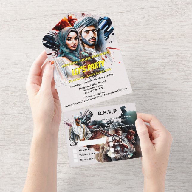 Movie poster spy drama arabic thriller adults  all in one invitation (Tearaway)